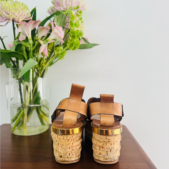 SUPER RARE Chloe Black Leather + Cork Wedges - Picture 4 of 7